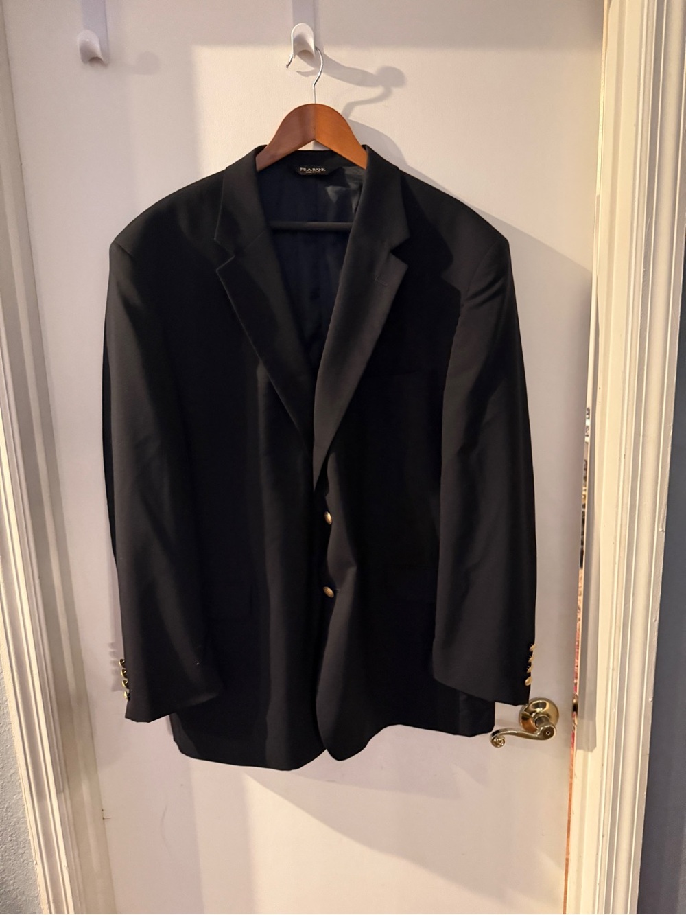 Jos A Banks Men's Black Blazer with Gold Buttons size 50